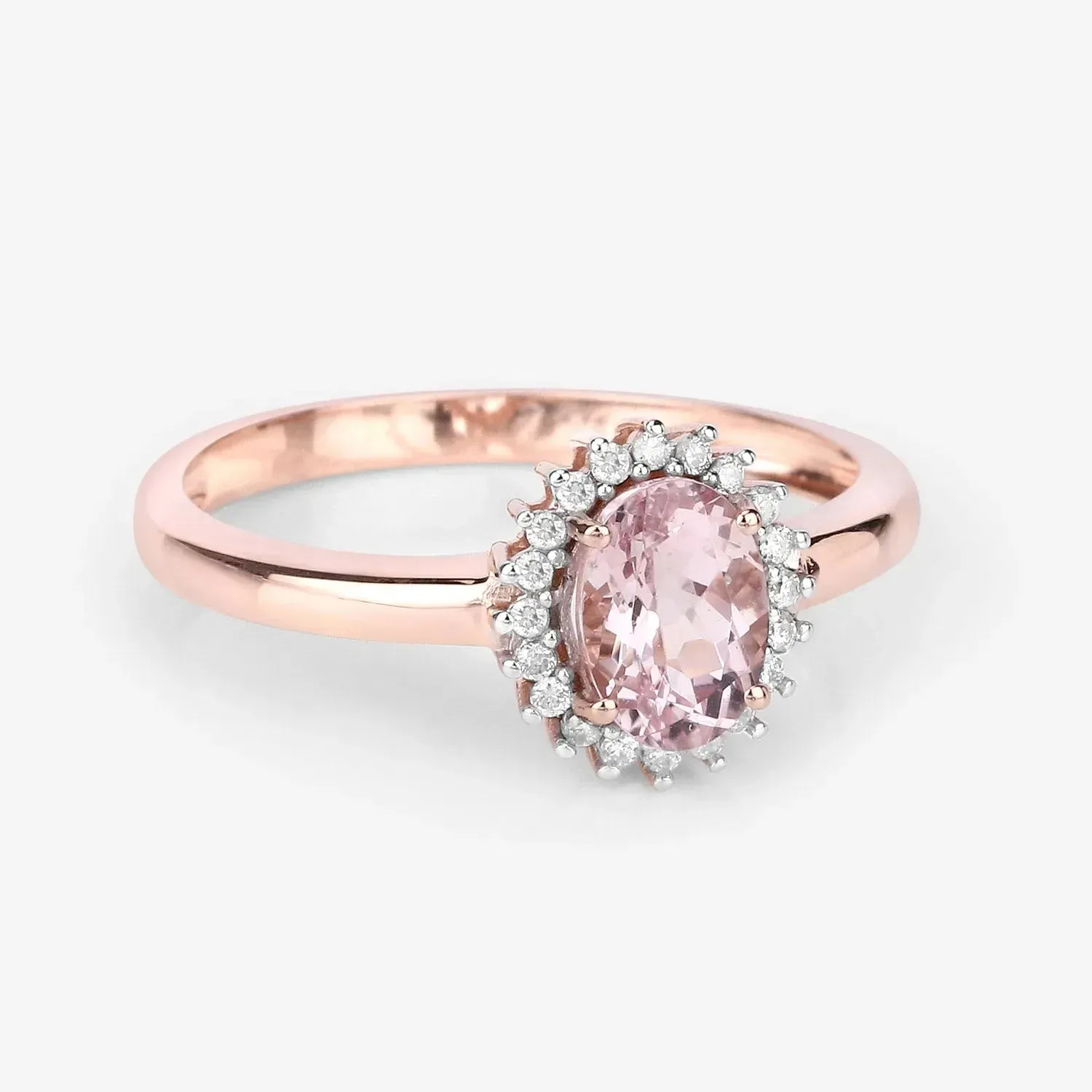 14K Rose Gold Morganite Halo Engagement Rings