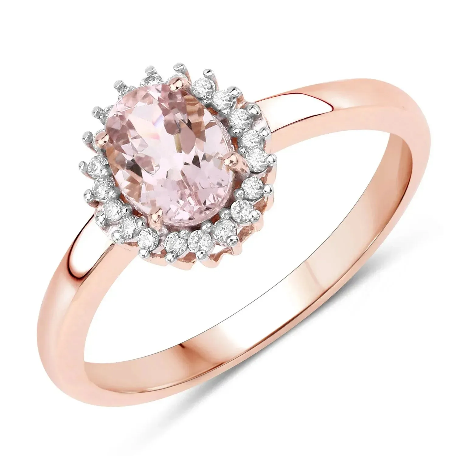 14K Rose Gold Morganite Halo Engagement Rings