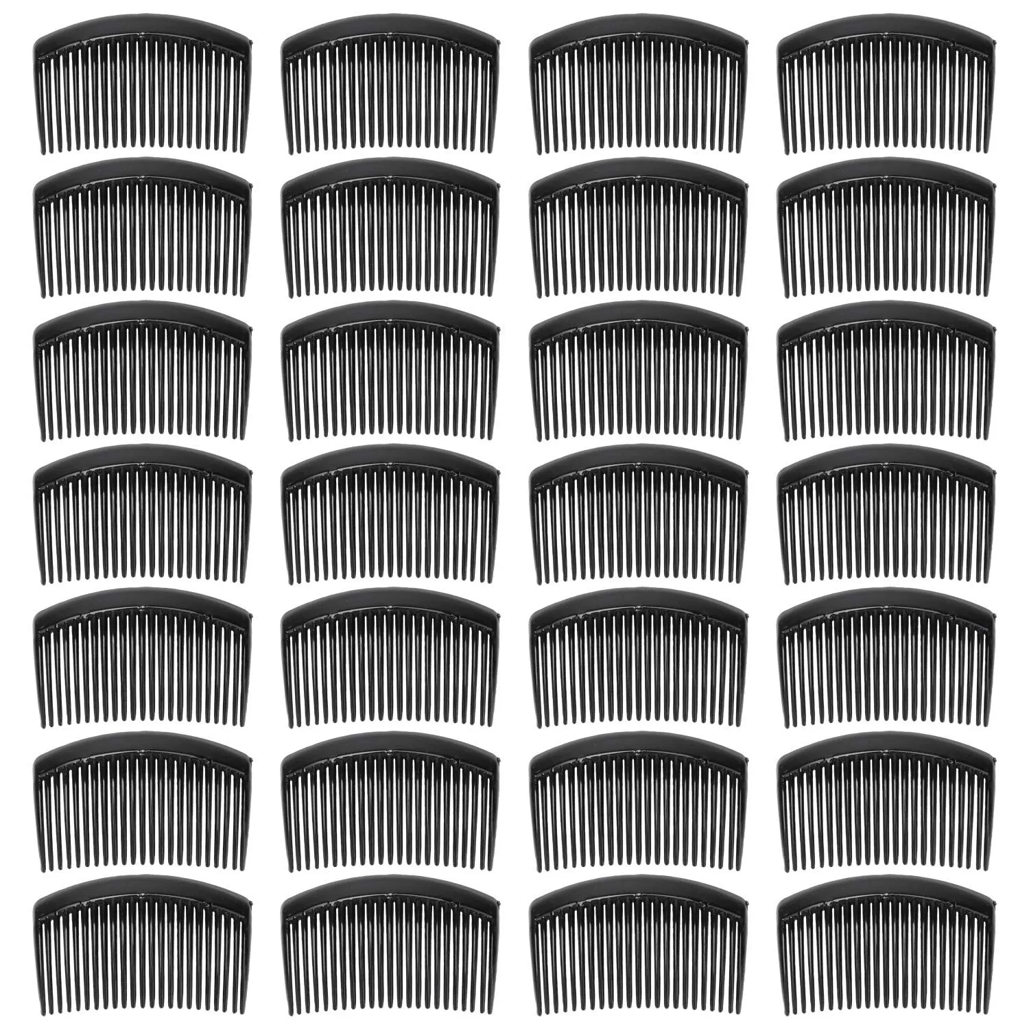 28 Pack Black Small Plastic Hair Side Comb With Long Teeth Hairpins Grips Barrettes Clamps Bows for Women Bridal Wedding Veil Decorative Headpiece French Twist Updo Bun Accessories