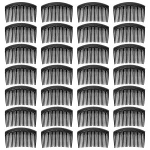 28 Pack Black Small Plastic Hair Side Comb With Long Teeth Hairpins Grips Barrettes Clamps Bows for Women Bridal Wedding Veil Decorative Headpiece French Twist Updo Bun Accessories