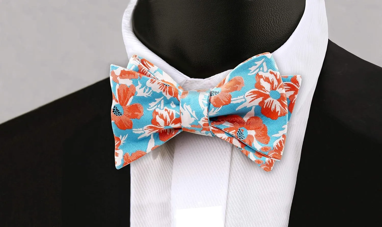 Alizeal Mens Classic Floral Pattern Self-tied Bow Tie and Handkerchief Set