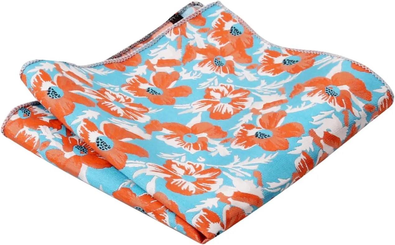Alizeal Mens Classic Floral Pattern Self-tied Bow Tie and Handkerchief Set
