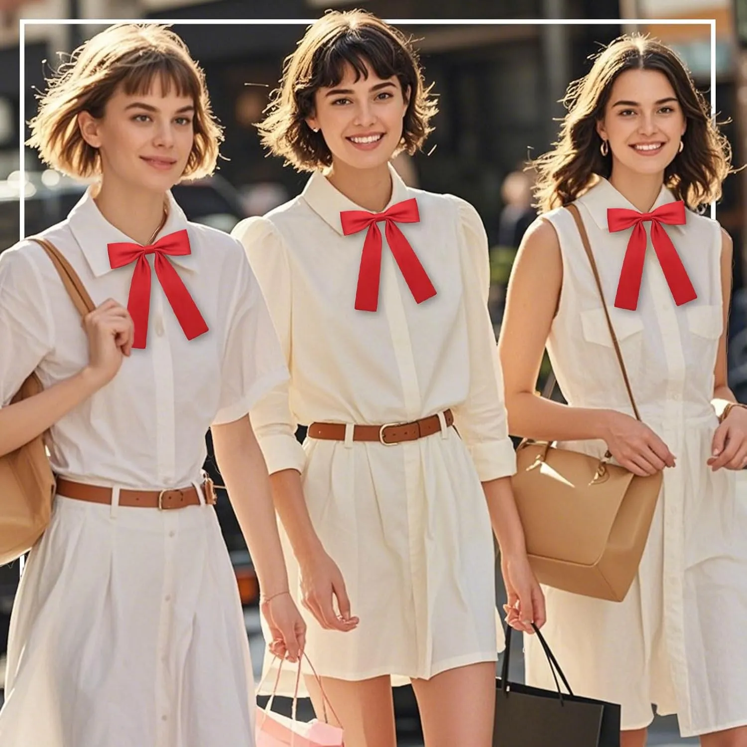 Bow Ties for Women Girls Pre-tied Adjustable Womens Bow Tie, Solid Color Ribbon Bowtie for Women School Uniform Shirt