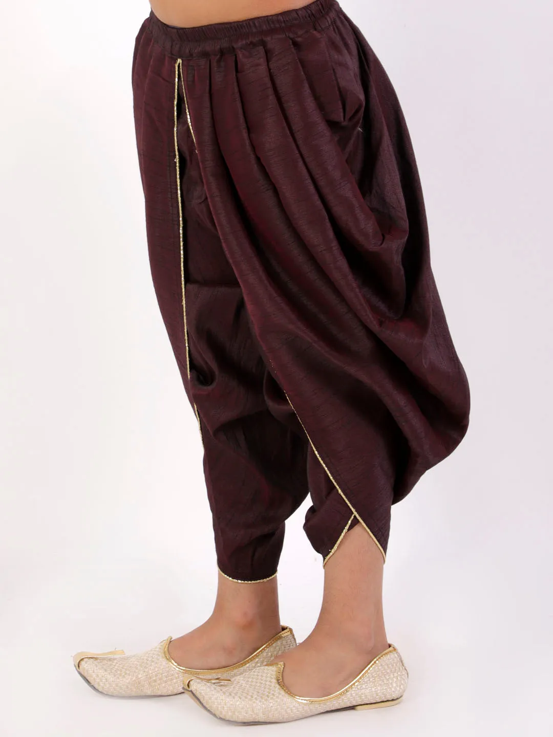 Boy's Wine Silk Blend Dhoti - Vastramay Boys