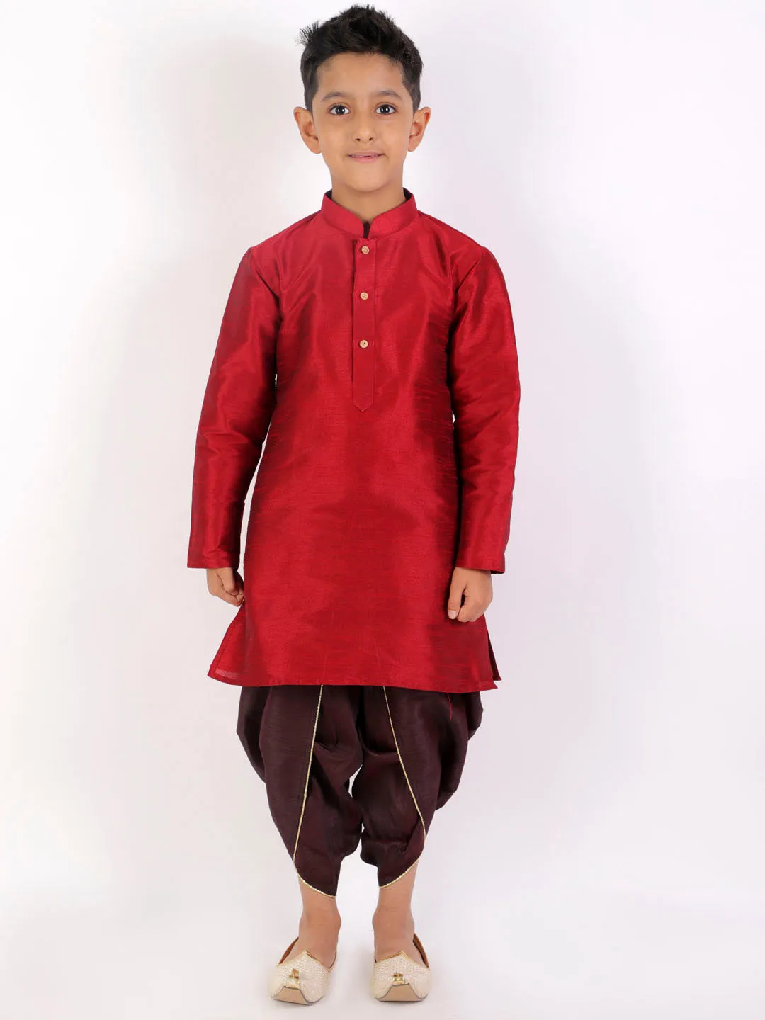 Boy's Wine Silk Blend Dhoti - Vastramay Boys