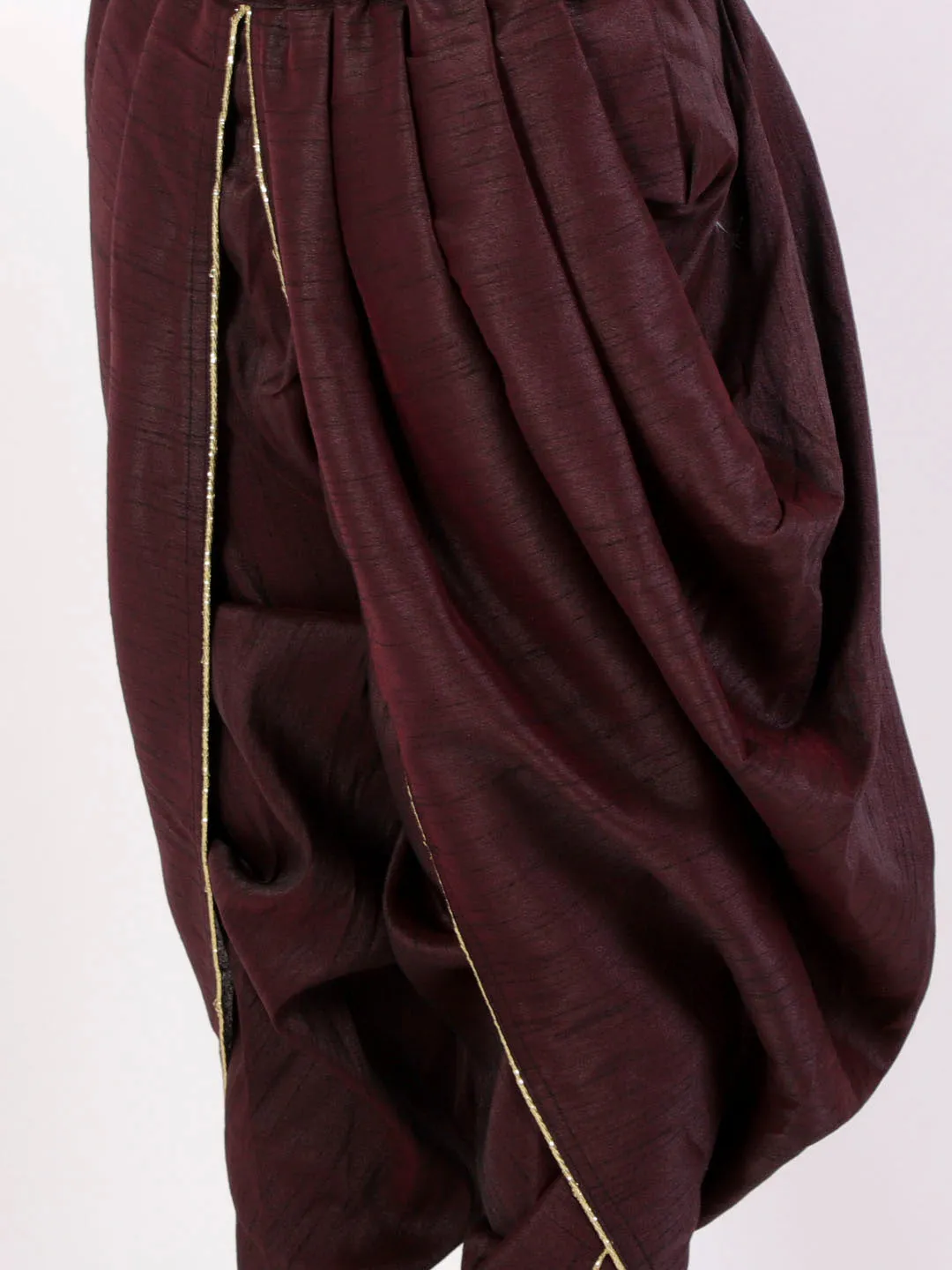 Boy's Wine Silk Blend Dhoti - Vastramay Boys