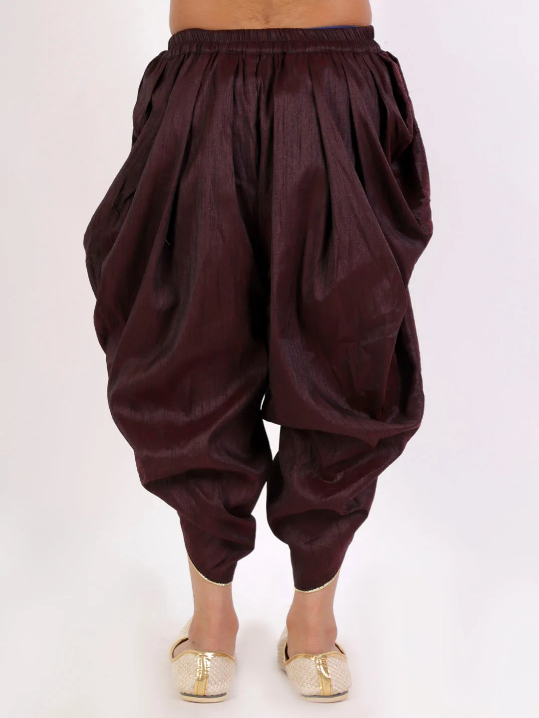 Boy's Wine Silk Blend Dhoti - Vastramay Boys
