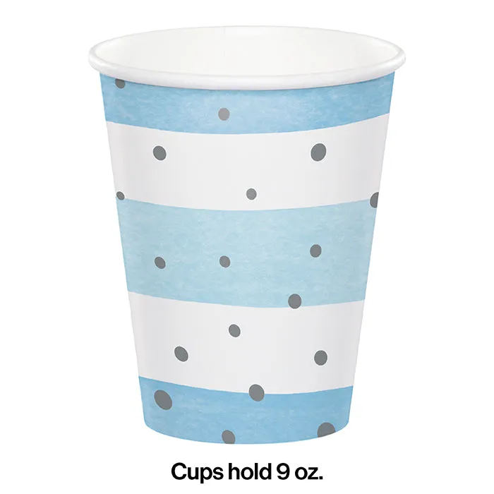 Bulk Pack of 16 Blue Silver Celebration Paper Hot/Cold Cups 9Oz