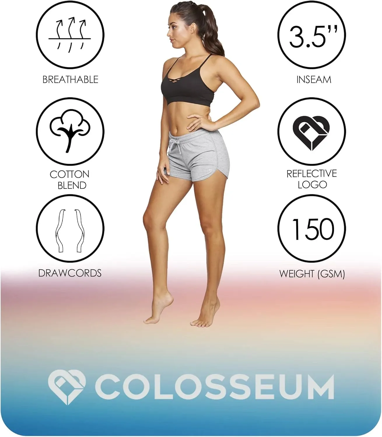 COLOSSEUM Active Women's Simone Cotton Blend Yoga and Running Short
