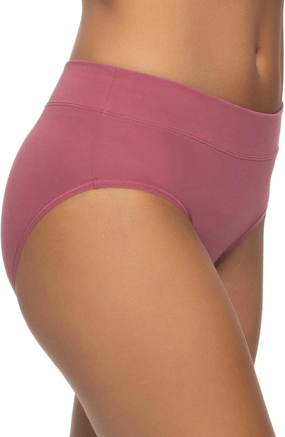Felina Womens 5 Pack Pima Cotton Wide Waistband Hipster