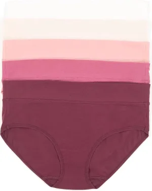 Felina Womens 5 Pack Pima Cotton Wide Waistband Hipster