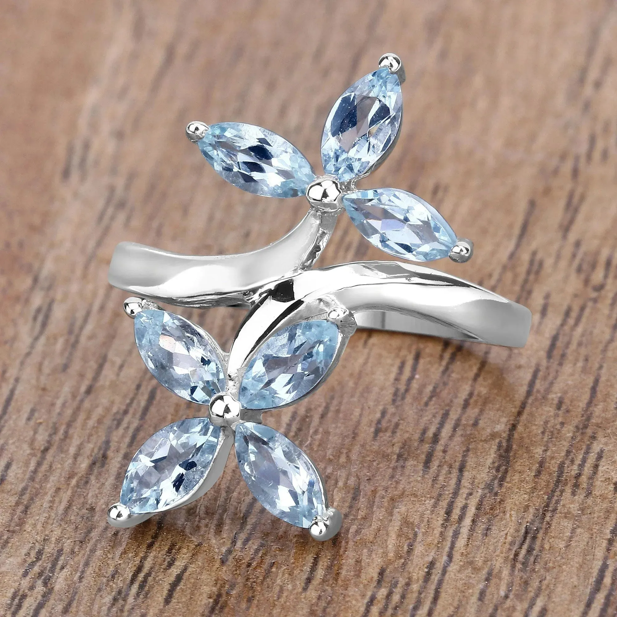 Floral Aquamarine Engagement Ring