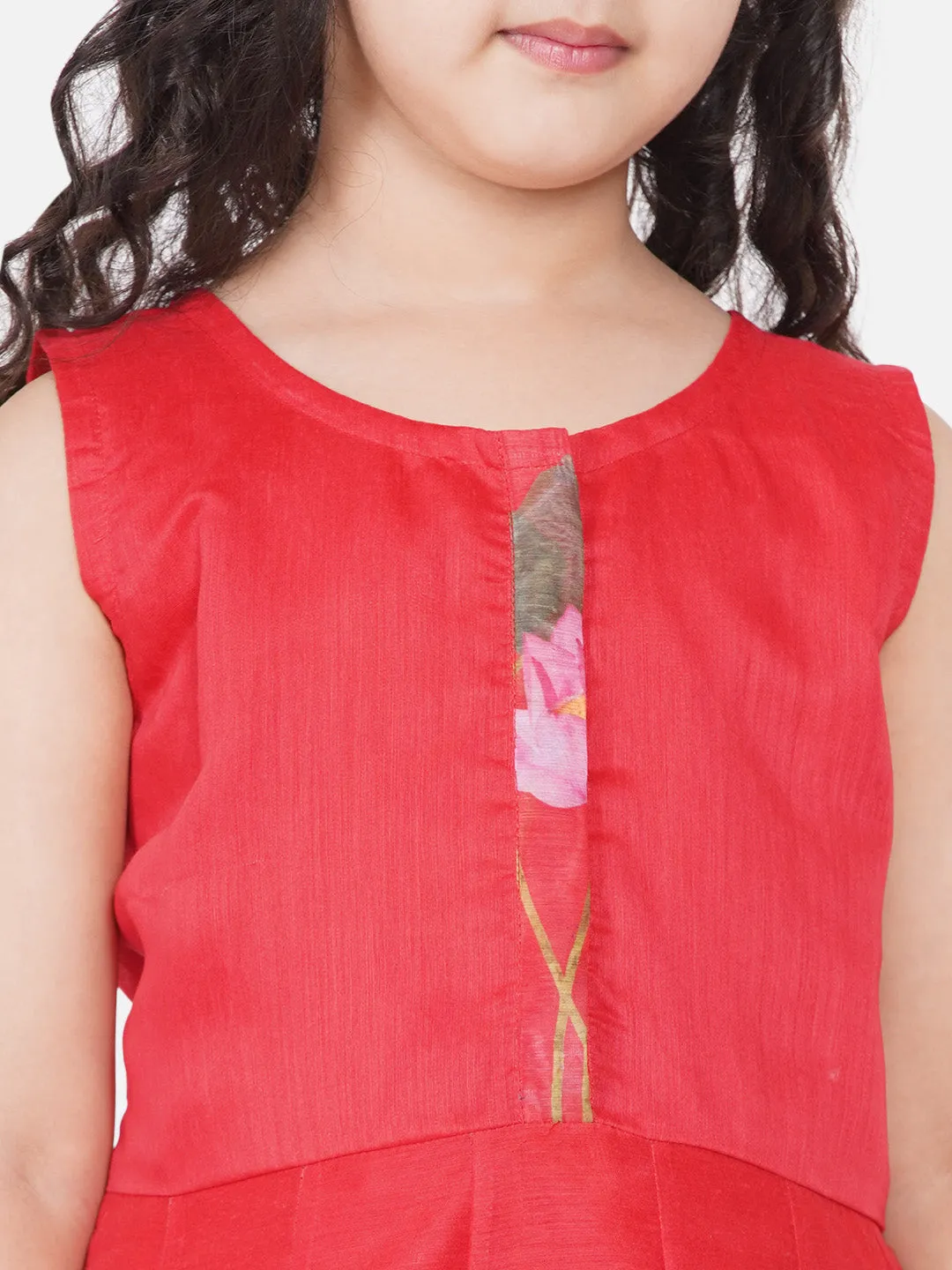 Girl's Red-Printed Kurta And Trouser With Dupatta - Bitiya By Bhama