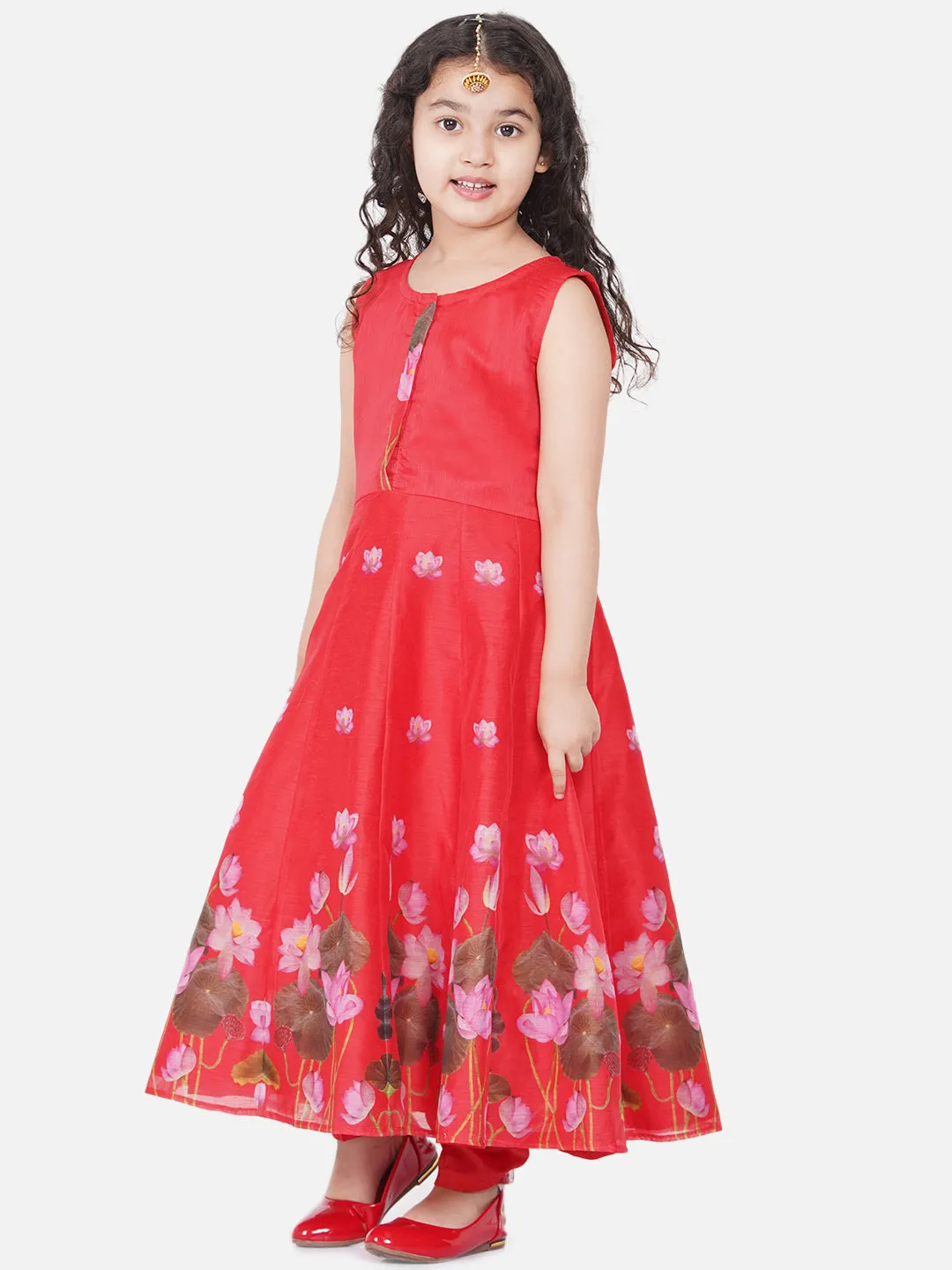 Girl's Red-Printed Kurta And Trouser With Dupatta - Bitiya By Bhama