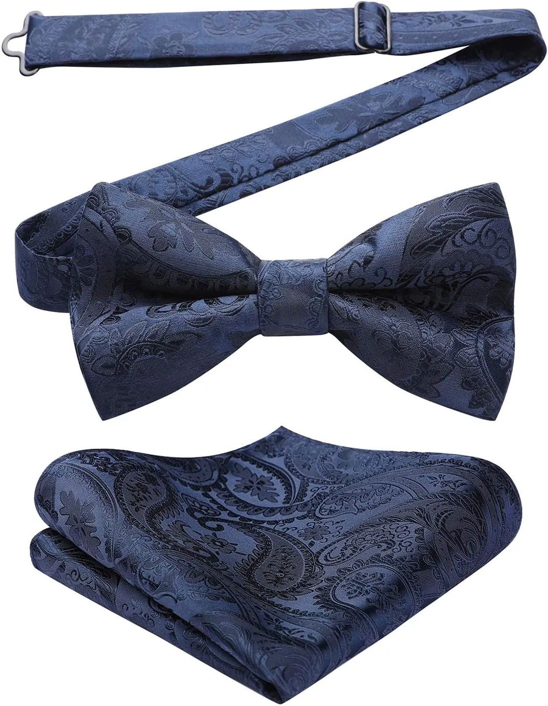 HISDERN Bow Ties for Men Paisley Floral Pre-tied Bowtie Pocket Square Set Men's Formal Bow Ties Wedding Party