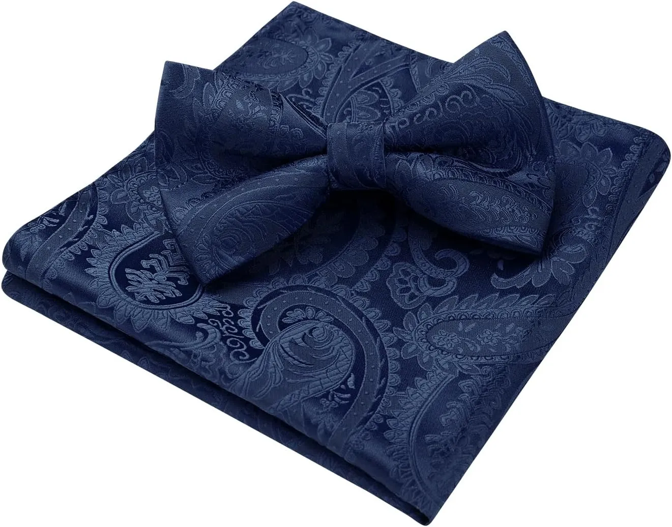 HISDERN Bow Ties for Men Paisley Floral Pre-tied Bowtie Pocket Square Set Men's Formal Bow Ties Wedding Party