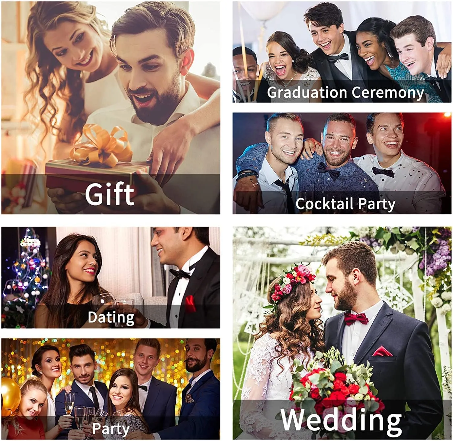 HISDERN Mens Bow Ties Solid Color Pre Tied Bowtie and Pocket Square Set Classic Formal Tuxedo Bowties for Wedding Party