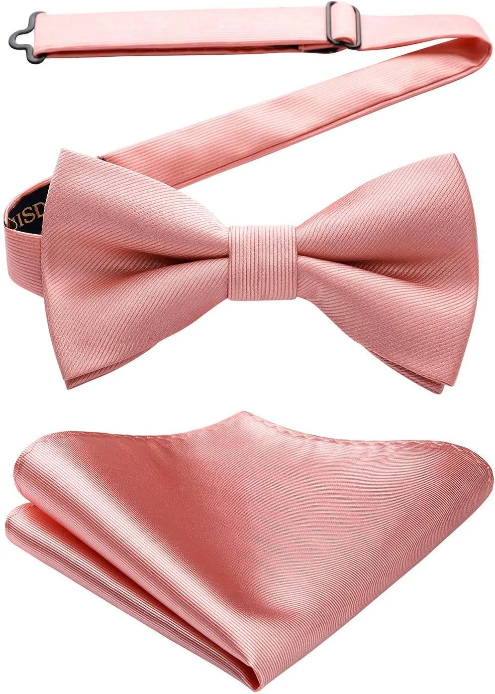 HISDERN Mens Bow Ties Solid Color Pre Tied Bowtie and Pocket Square Set Classic Formal Tuxedo Bowties for Wedding Party