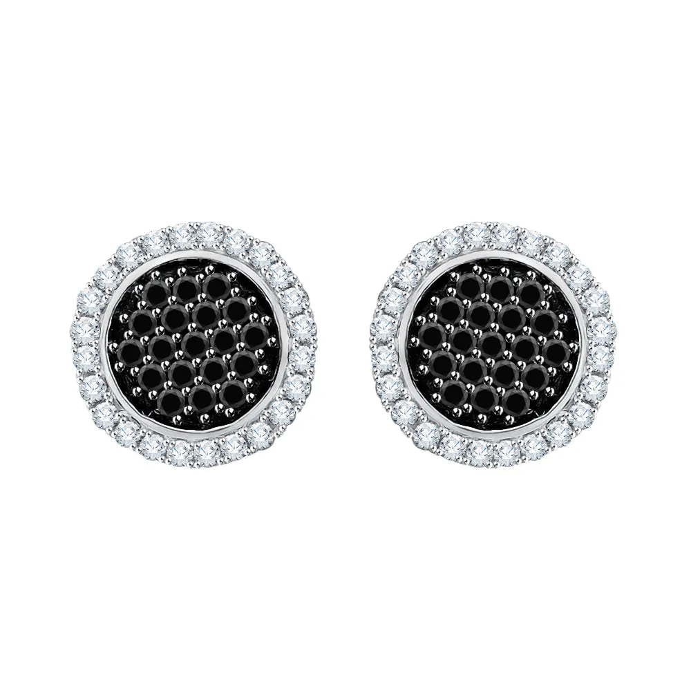 KATARINA Black and White Diamond Fashion Earrings (3/8 cttw)