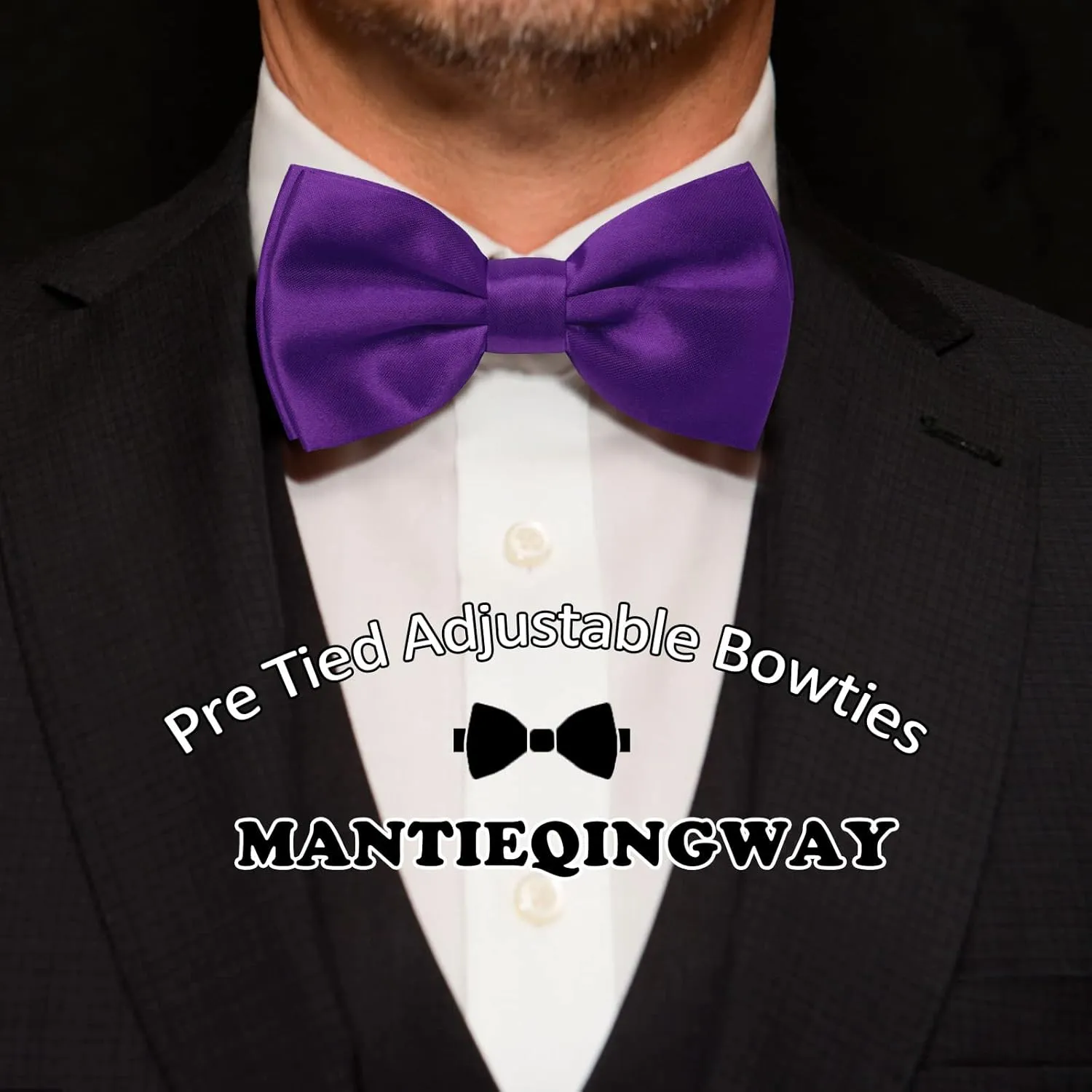 Mantieqingway Bow Ties for Men, Pre Tied Mens Adjustable Length Bowtie for Party Wedding Prom for Adults & Children