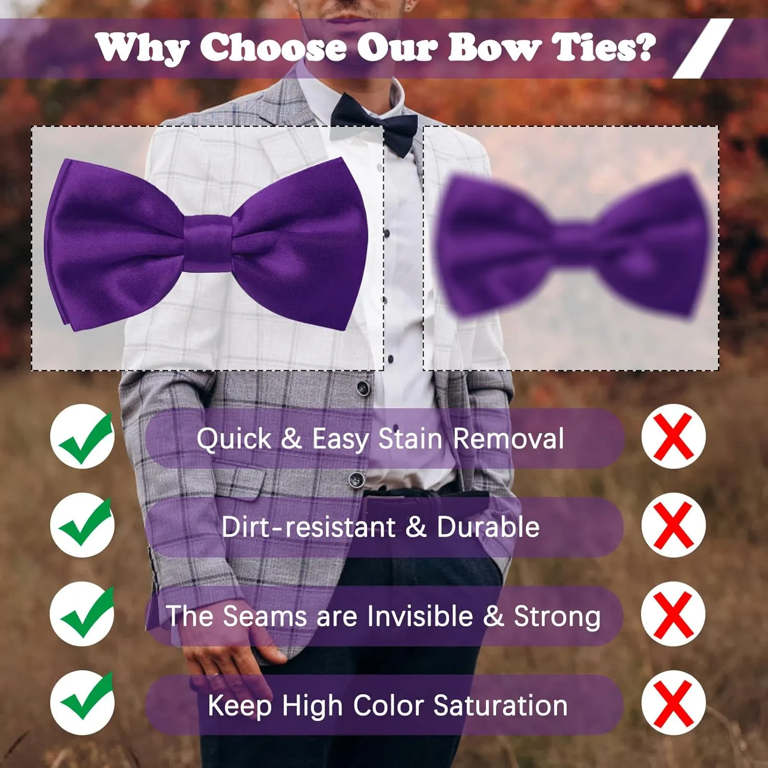 Mantieqingway Bow Ties for Men, Pre Tied Mens Adjustable Length Bowtie for Party Wedding Prom for Adults & Children