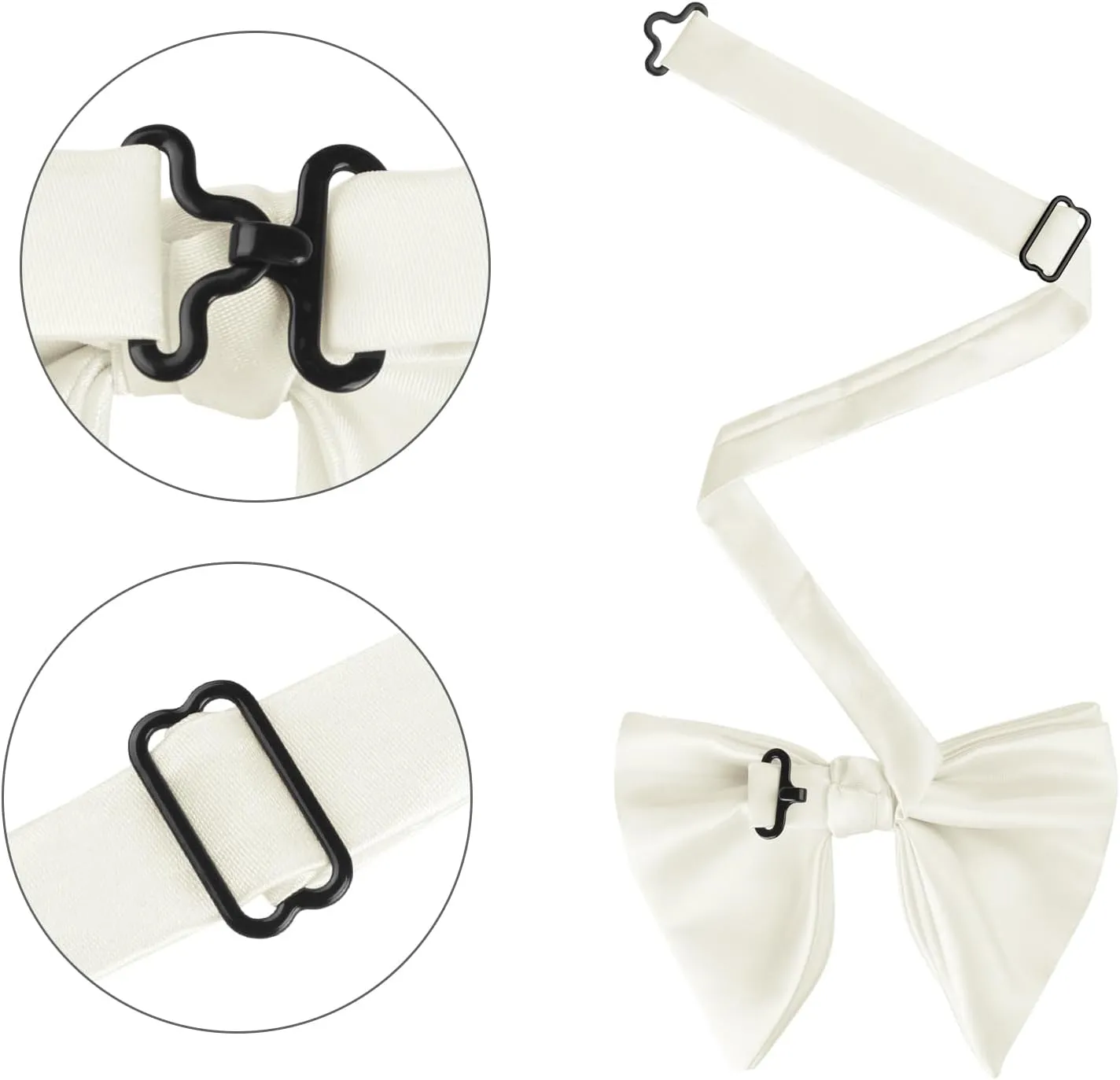 Men's Pre-tied Solid Color Satin Bowtie Adjustable Neck Bow Ties for Elegant Wedding