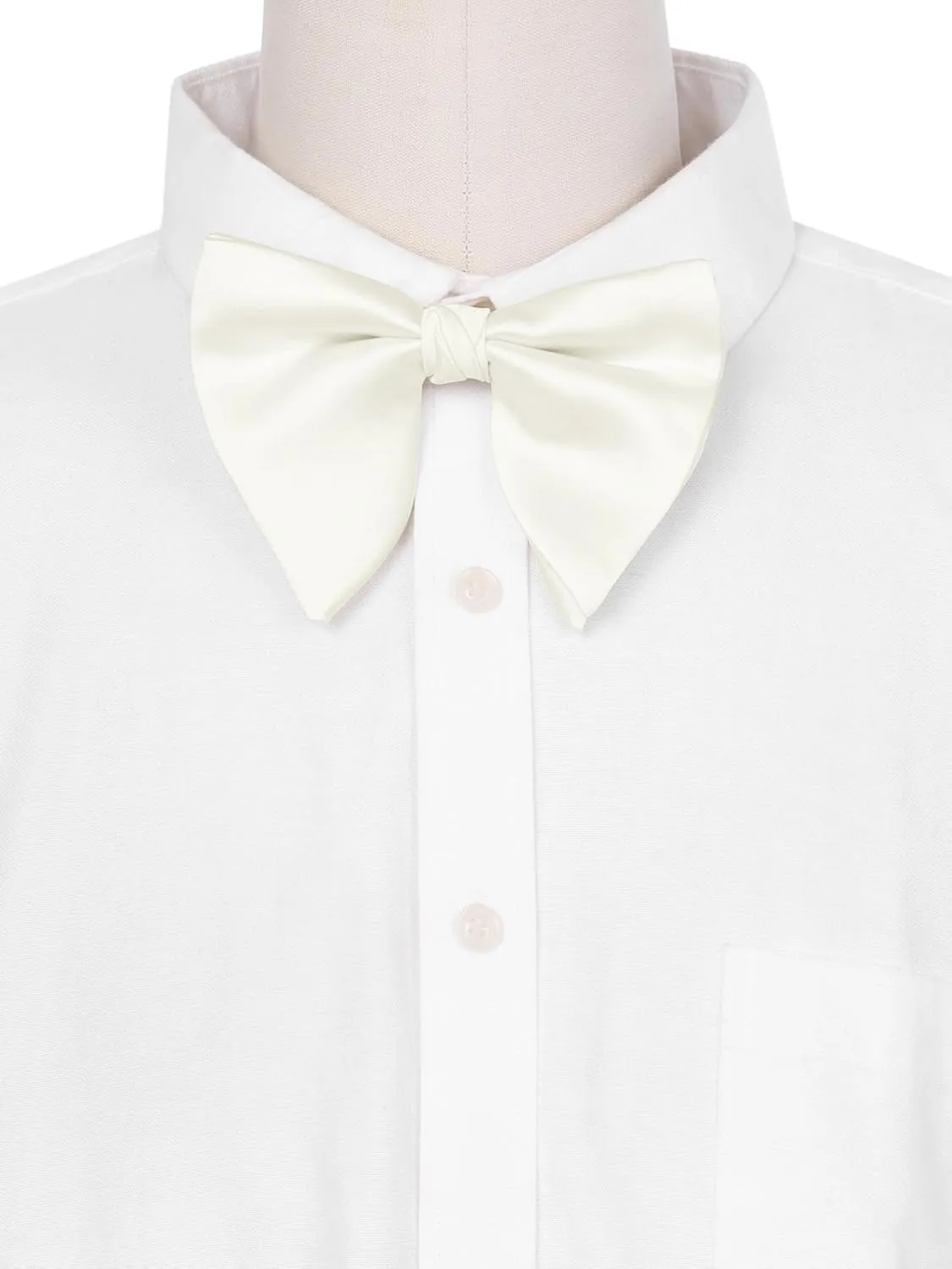 Men's Pre-tied Solid Color Satin Bowtie Adjustable Neck Bow Ties for Elegant Wedding