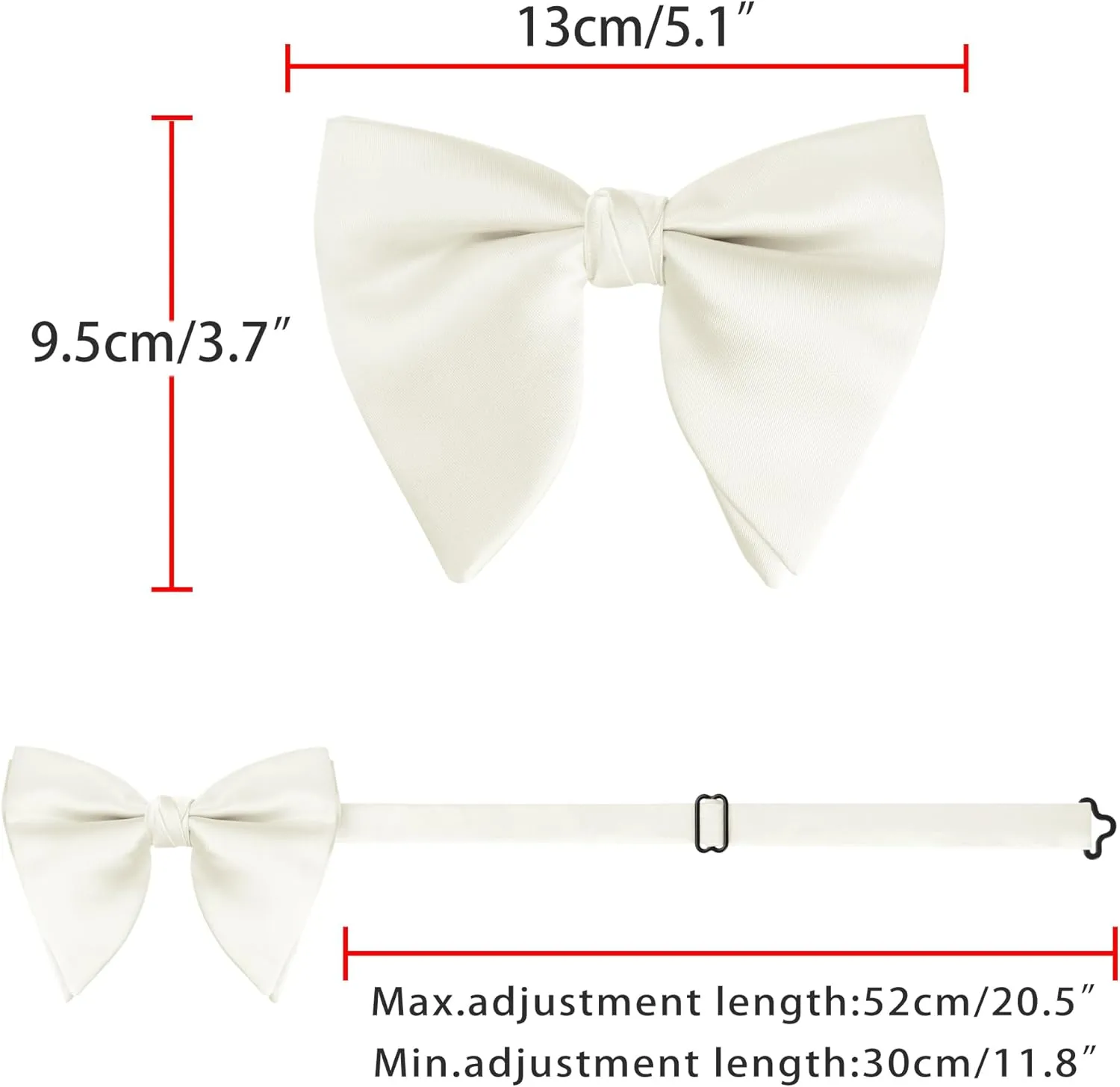Men's Pre-tied Solid Color Satin Bowtie Adjustable Neck Bow Ties for Elegant Wedding