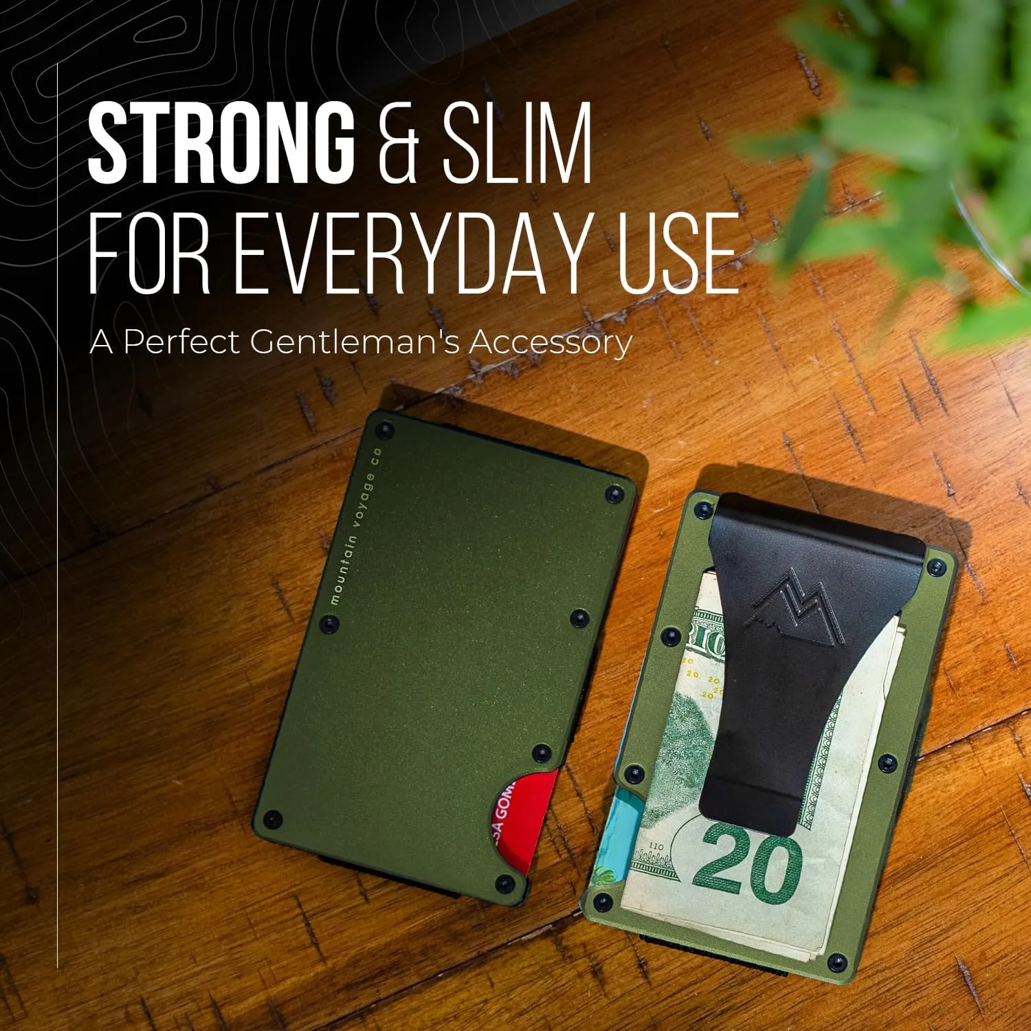 Mountain Voyage Co Minimalist Wallet for Men & Women - Slim RFID Wallet, Scratch Resistant, Credit Card Holder & Money Clip, Easily Removable Money & Cards, (Army Green)