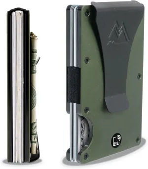 Mountain Voyage Co Minimalist Wallet for Men & Women - Slim RFID Wallet, Scratch Resistant, Credit Card Holder & Money Clip, Easily Removable Money & Cards, (Army Green)