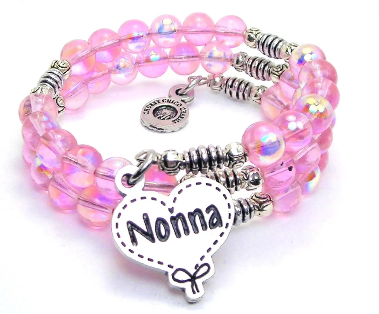 Nonna Quilted Heart Sea Siren Ocean Glass Wrap Bracelet
