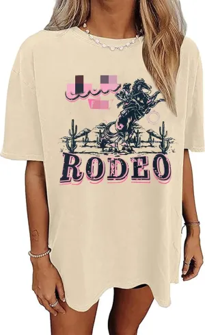 Oversized Wild West Cowboys T-Shirt for Women Vintage Country Music Tee Western Rodeo Graphic Tee Short Sleeve Loose Top