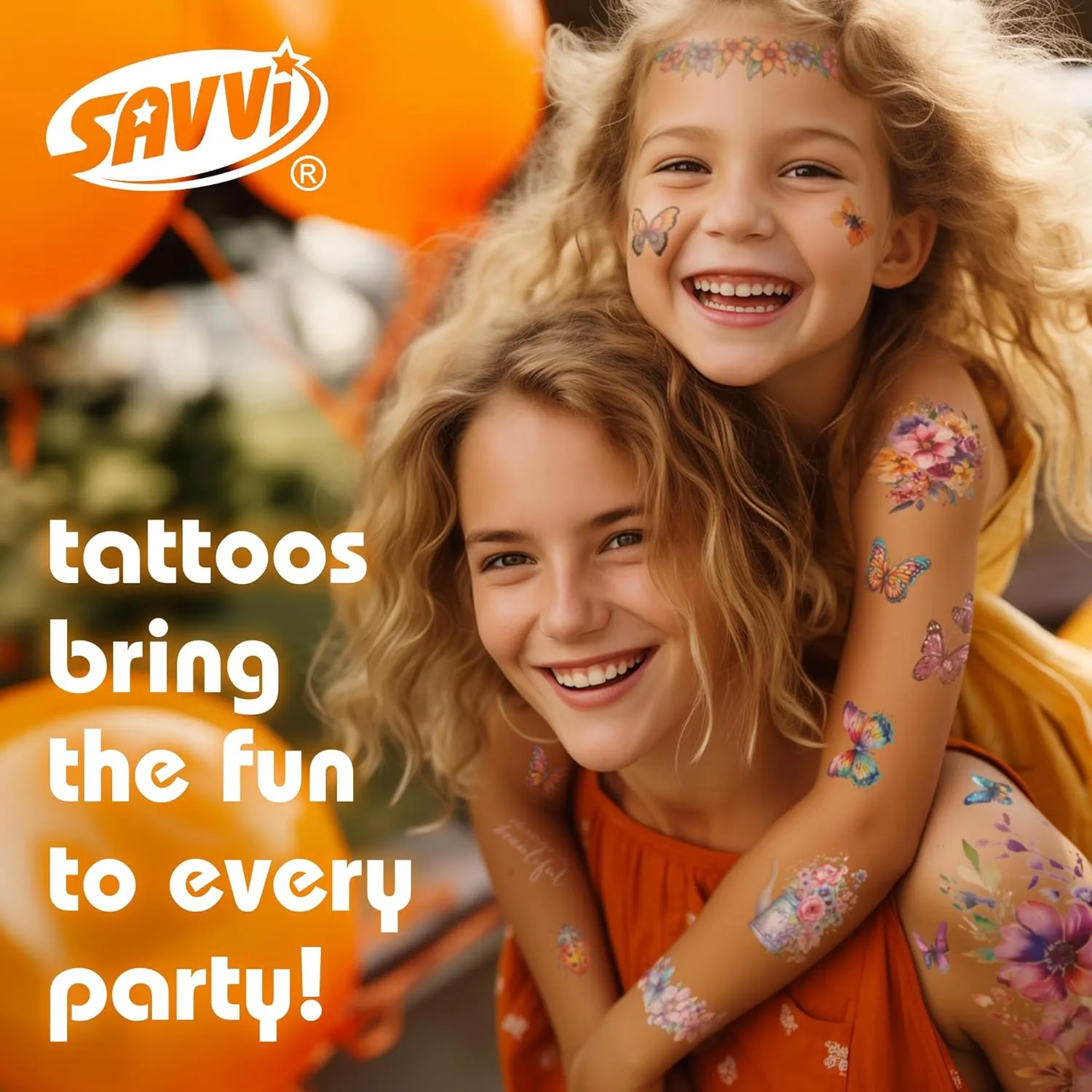 Savvi - 50 Peppa Pig Temporary Tattoos: Skin-Safe Ink, Great for Birthday Parties, Gifts for Boys and Girls Ages 4-12 , Made in the USA [6 sheets, 50 count]
