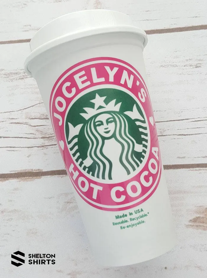 Starbucks Bridal Party Custom Vinyl Decal on Authentic Starbucks Reusable Cup