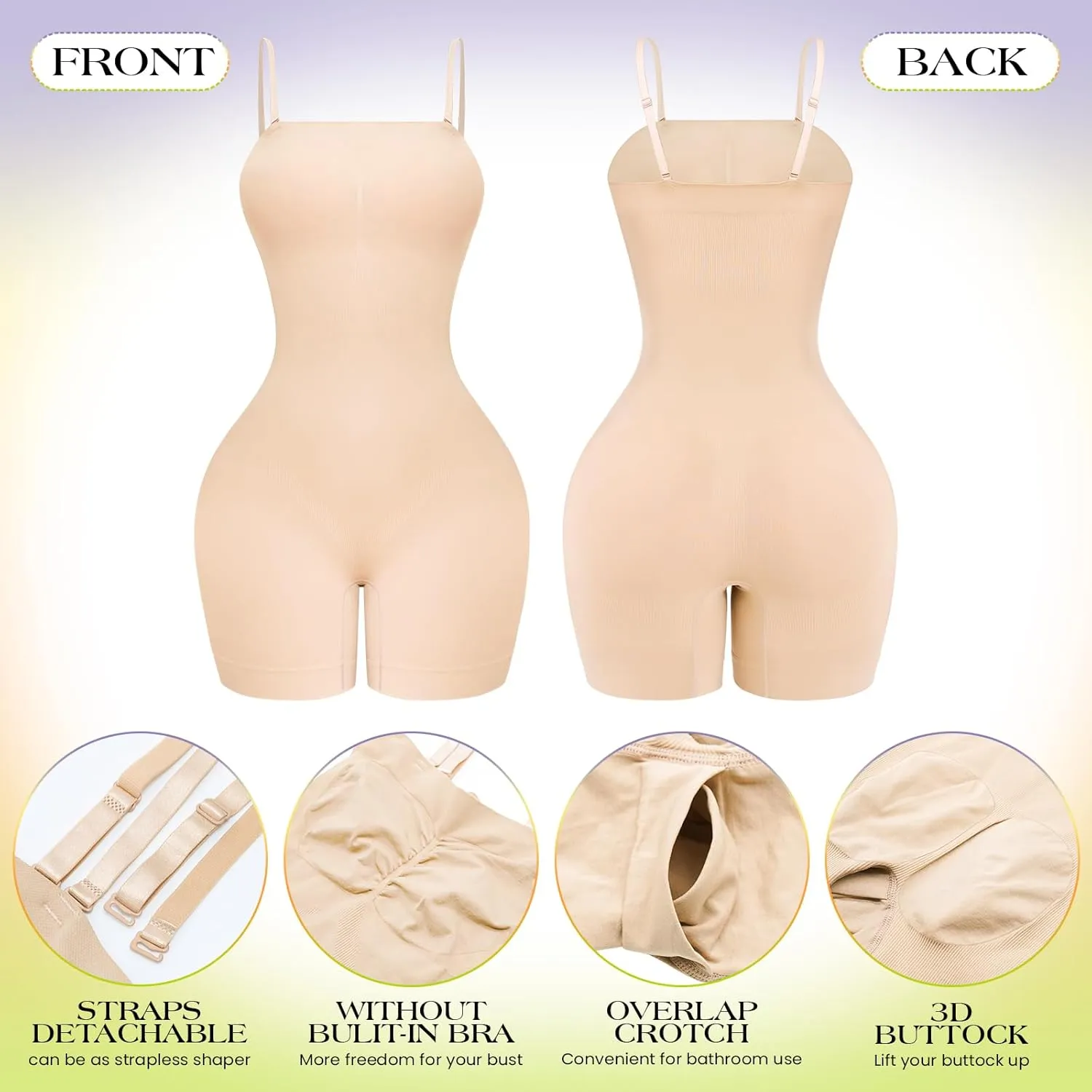 Strapless Shapewear Bodysuit for Women Tummy Control Full Body Shaper Snacthed Bodysuit Seamless Under Dresses