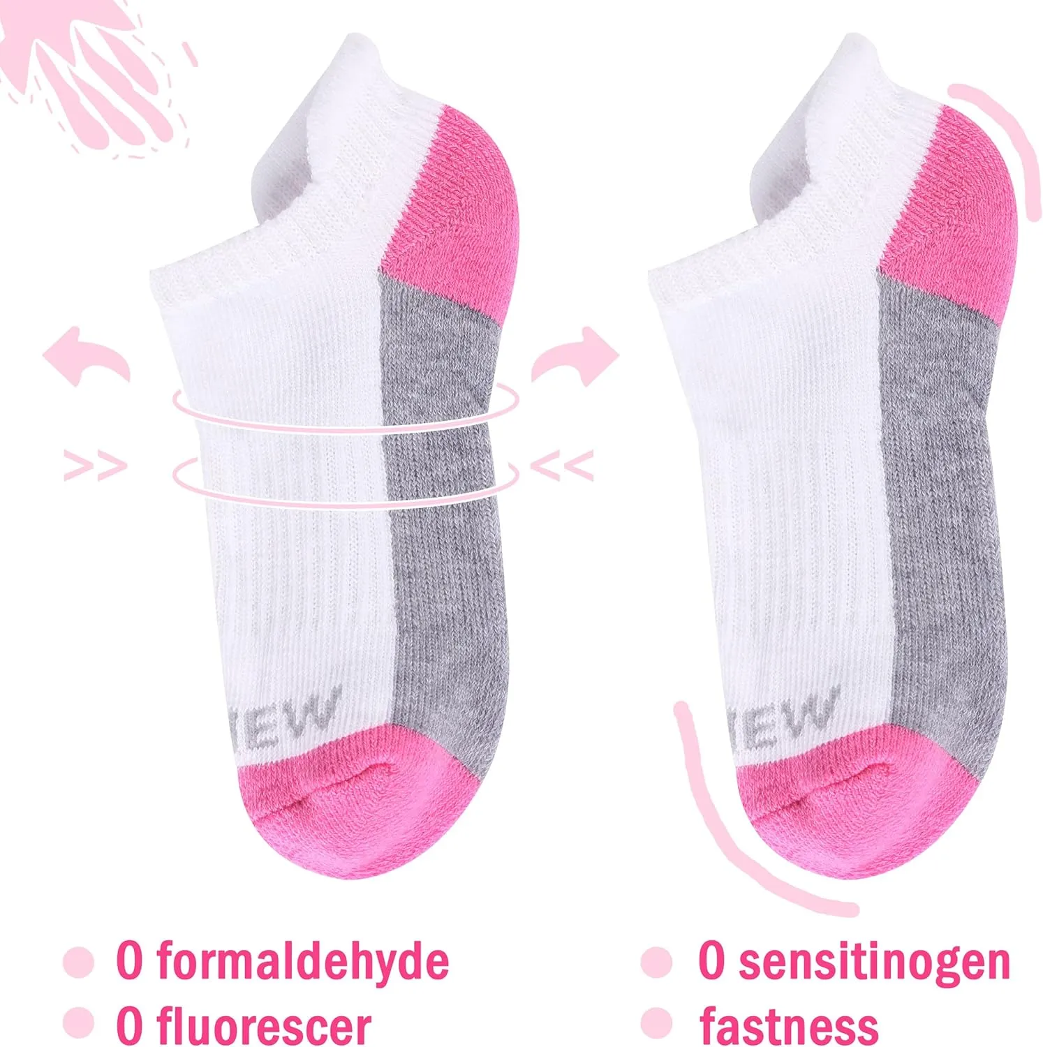 Sunew Baby and Toddler Socks, Boys Girls Cushioned Athletic Ankle/Low Cut Socks 6-Pair