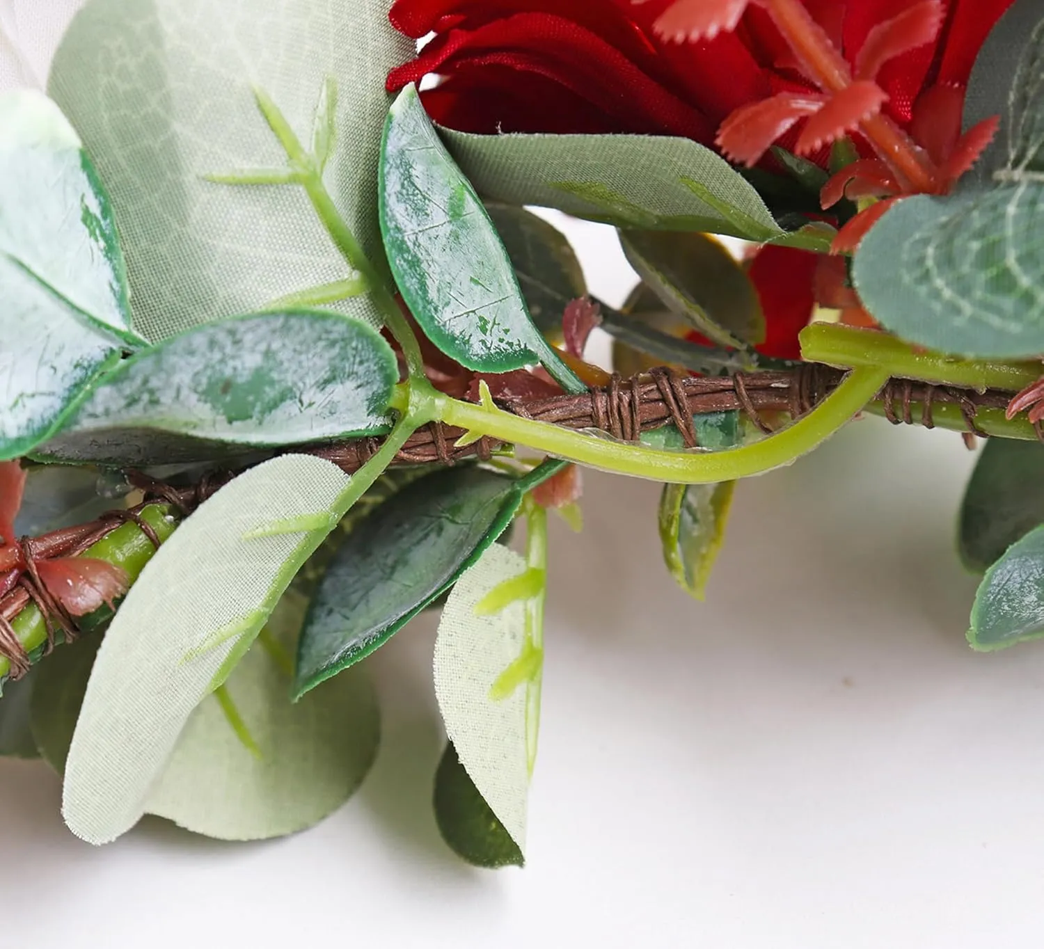 Vivivalue Fairy Flower Crown Headband Forest Headpiece for Women Girls Elven Hair Wreath Woodland Floral Circlet Halloween Renaissance Wedding Bridal Cosplay Prom Photos Red