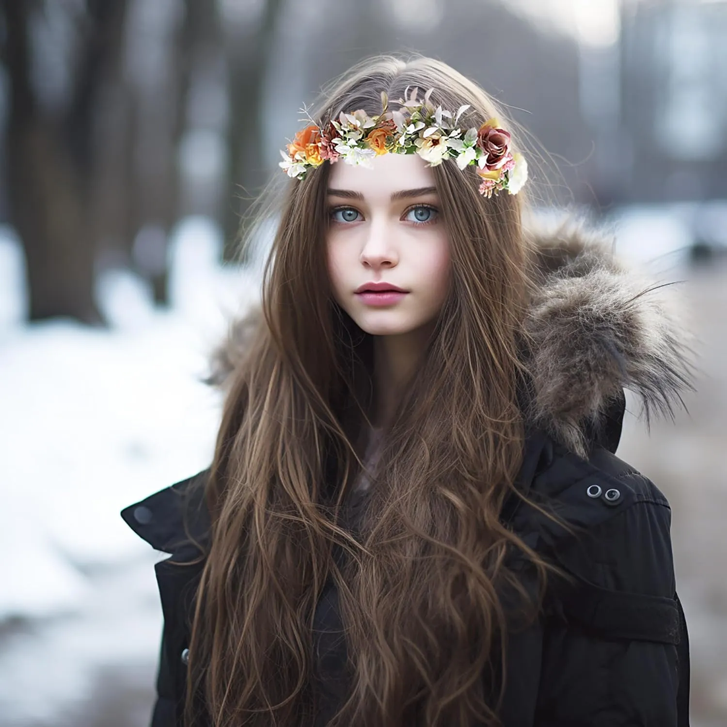 Vivivalue Floral Crown Girl Floral Headband Flower Headpiece Halo Wedding Party Photos