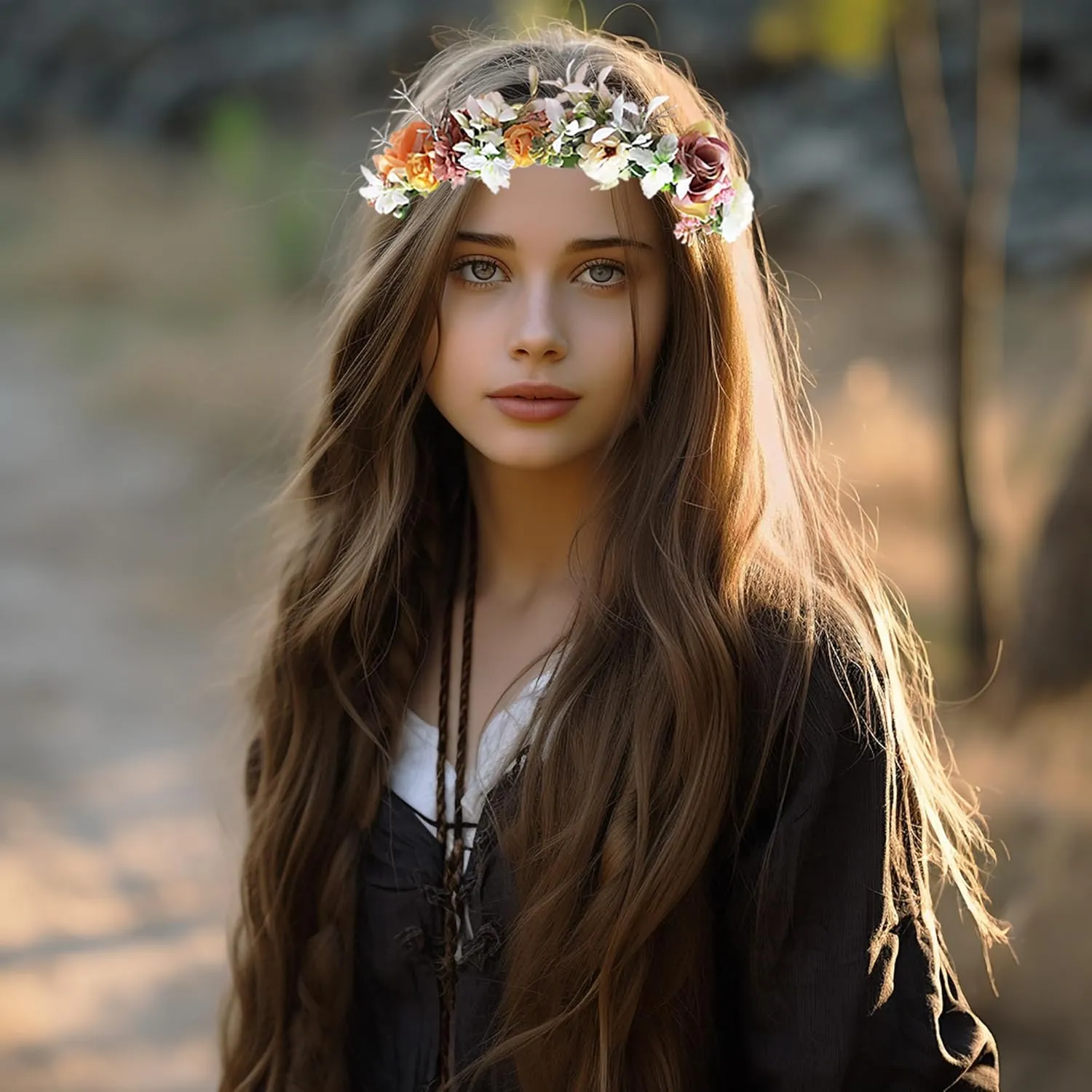 Vivivalue Floral Crown Girl Floral Headband Flower Headpiece Halo Wedding Party Photos