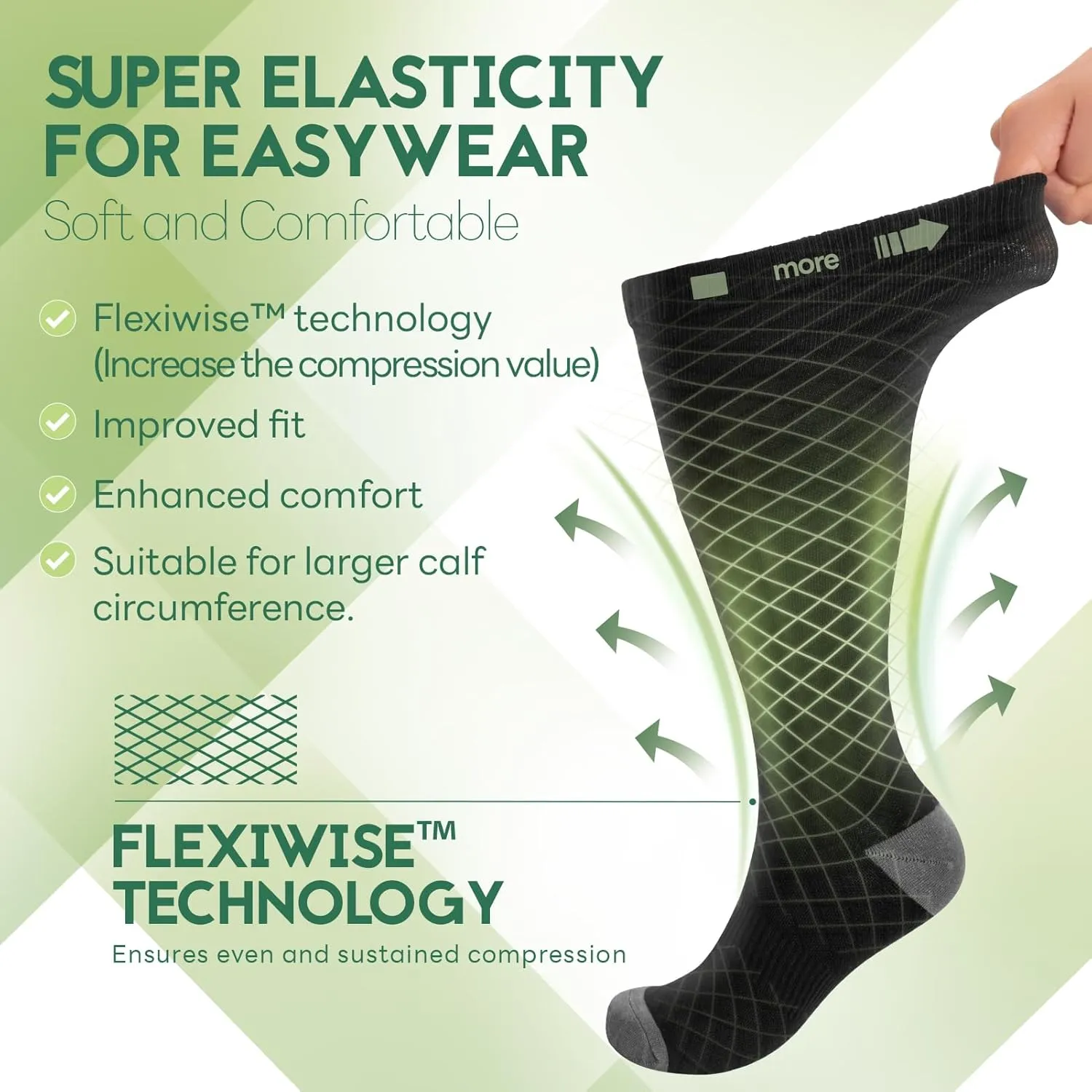 Wide Calf Compression Calf Socks Women Plus Size (2/3 Pair) 15-20mmhg Graduated Bamboo Viscose Sock for Pregnancy