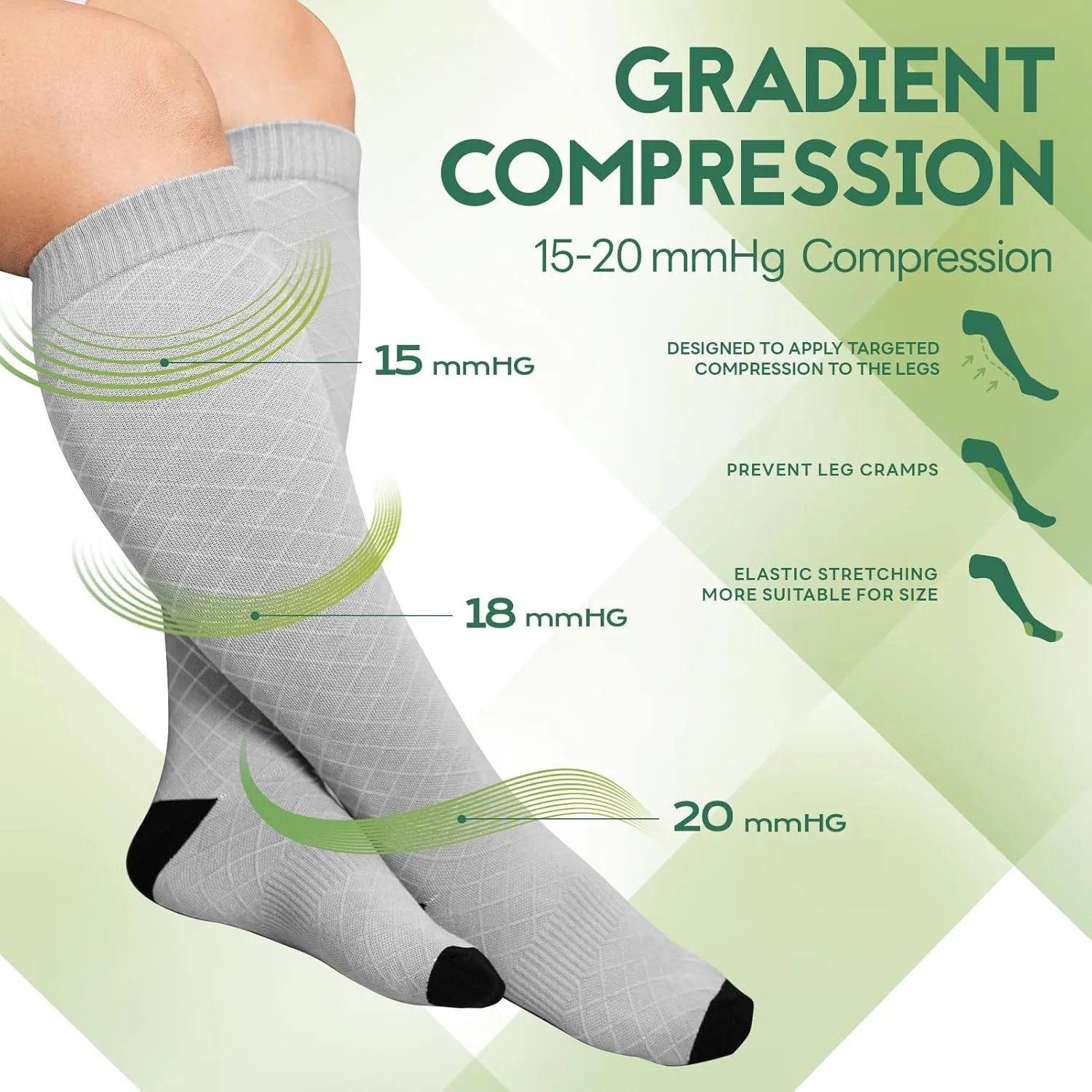 Wide Calf Compression Calf Socks Women Plus Size (2/3 Pair) 15-20mmhg Graduated Bamboo Viscose Sock for Pregnancy