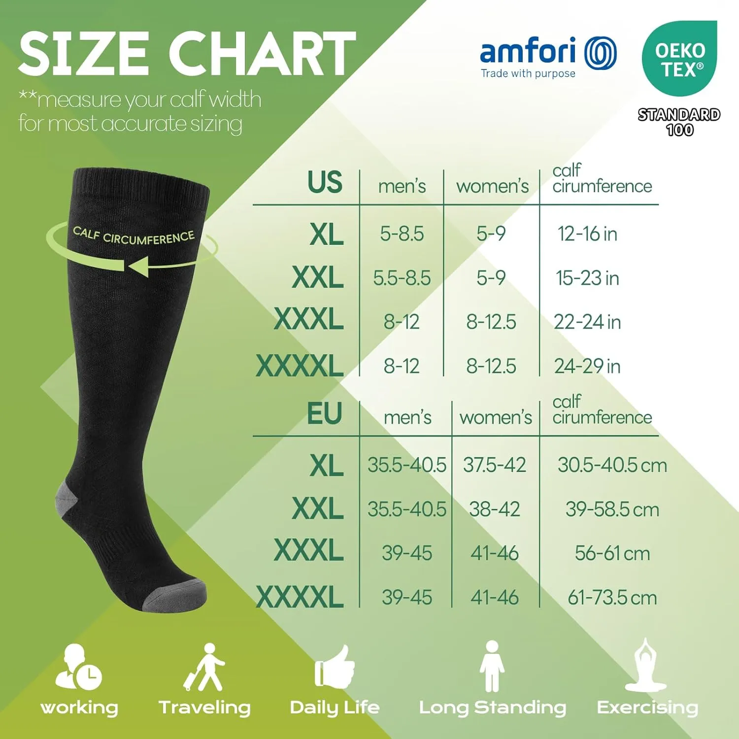 Wide Calf Compression Calf Socks Women Plus Size (2/3 Pair) 15-20mmhg Graduated Bamboo Viscose Sock for Pregnancy