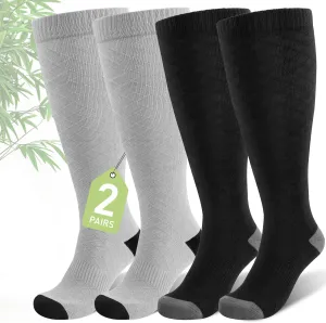 Wide Calf Compression Calf Socks Women Plus Size (2/3 Pair) 15-20mmhg Graduated Bamboo Viscose Sock for Pregnancy