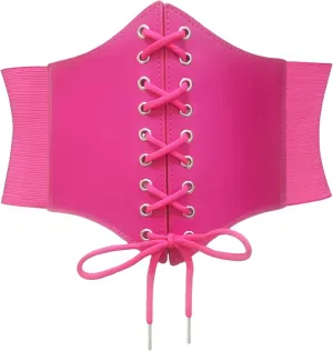 Women's Lace-Up Corset Waspie Wide Belt Retro Elastic Waist Tied for Ladies Halloween Costume