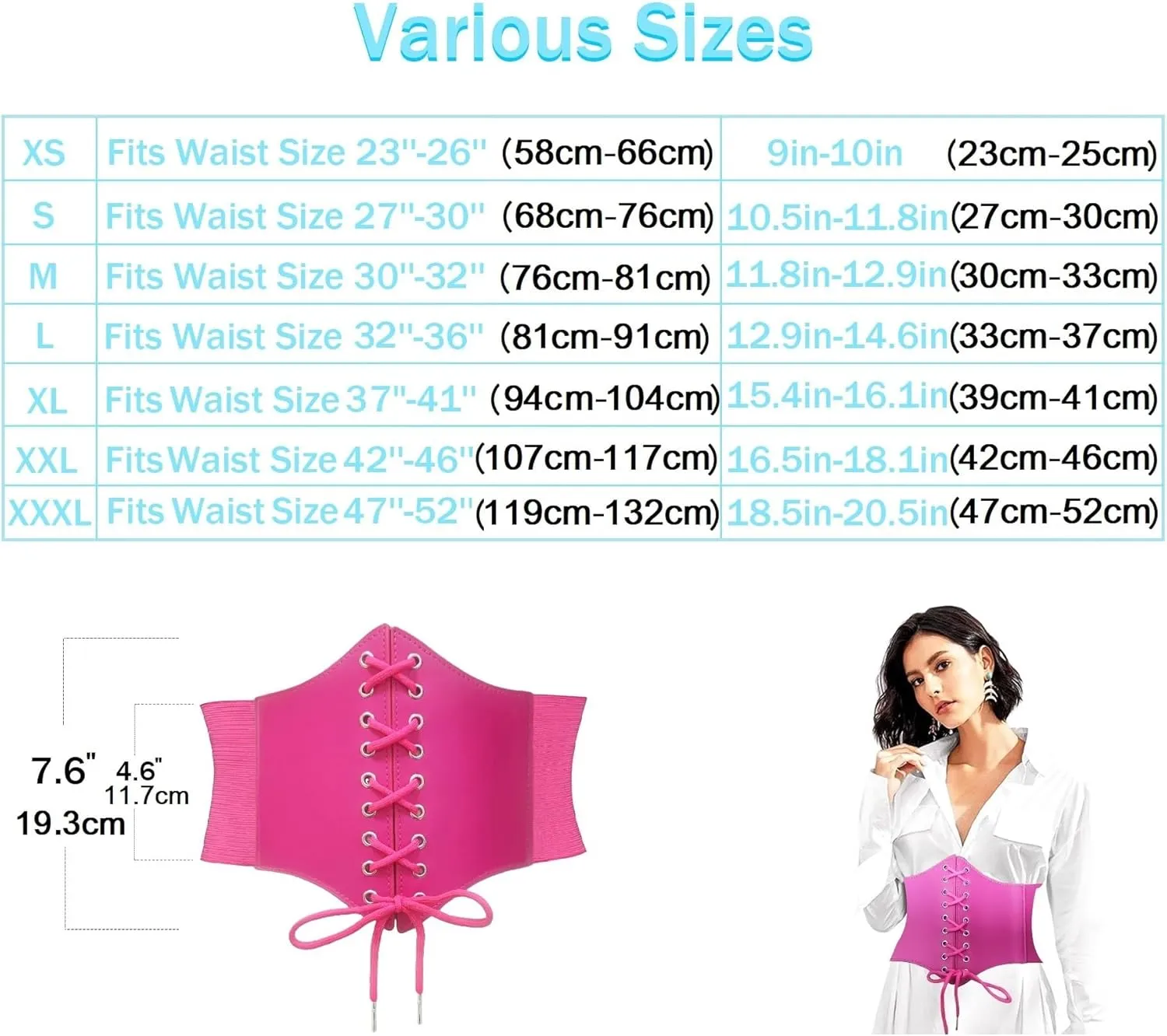 Women's Lace-Up Corset Waspie Wide Belt Retro Elastic Waist Tied for Ladies Halloween Costume
