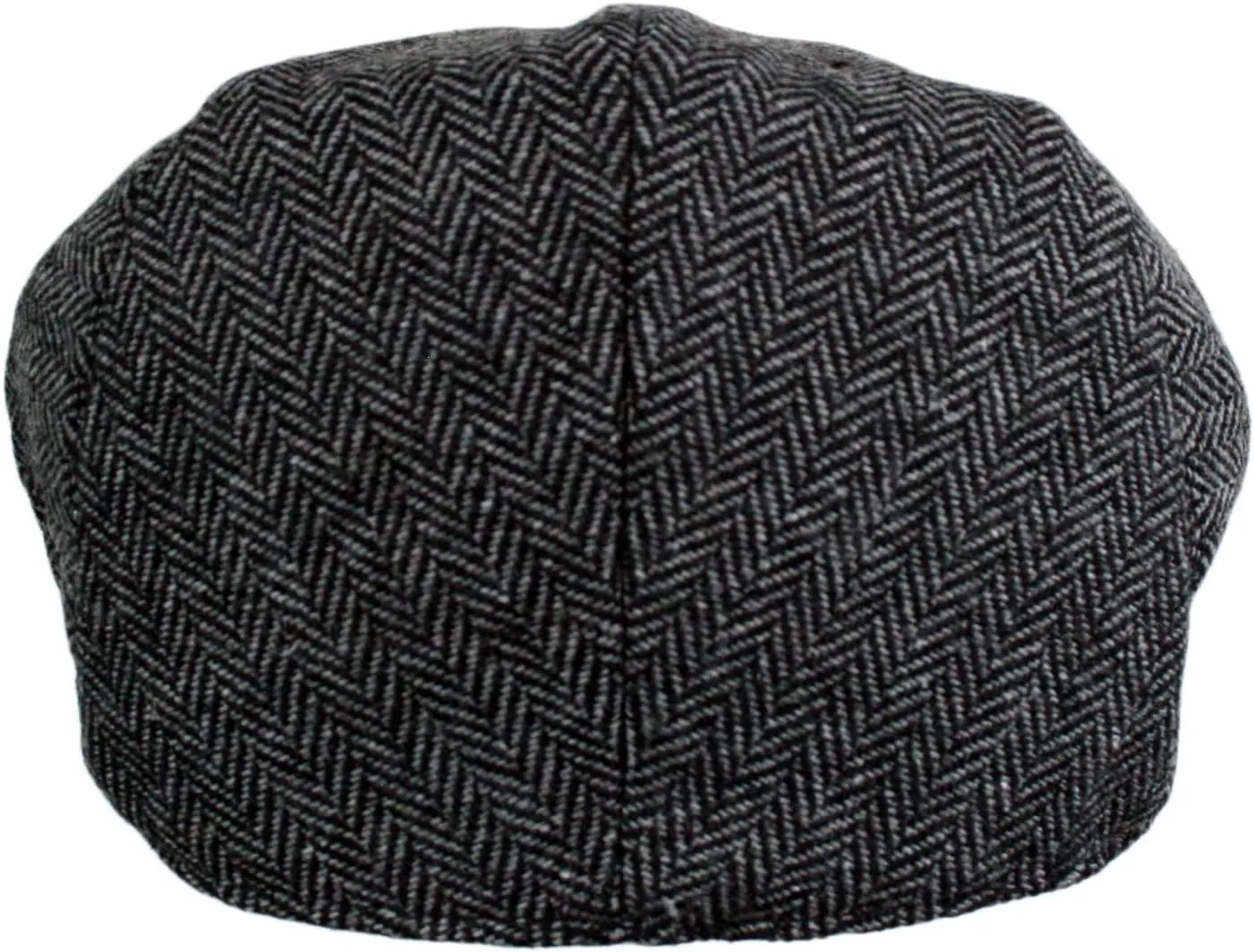 Wonderful Fashion Men's Classic Herringbone Tweed Wool Blend Newsboy Ivy Hat (Large/X-Large, Charcoal)