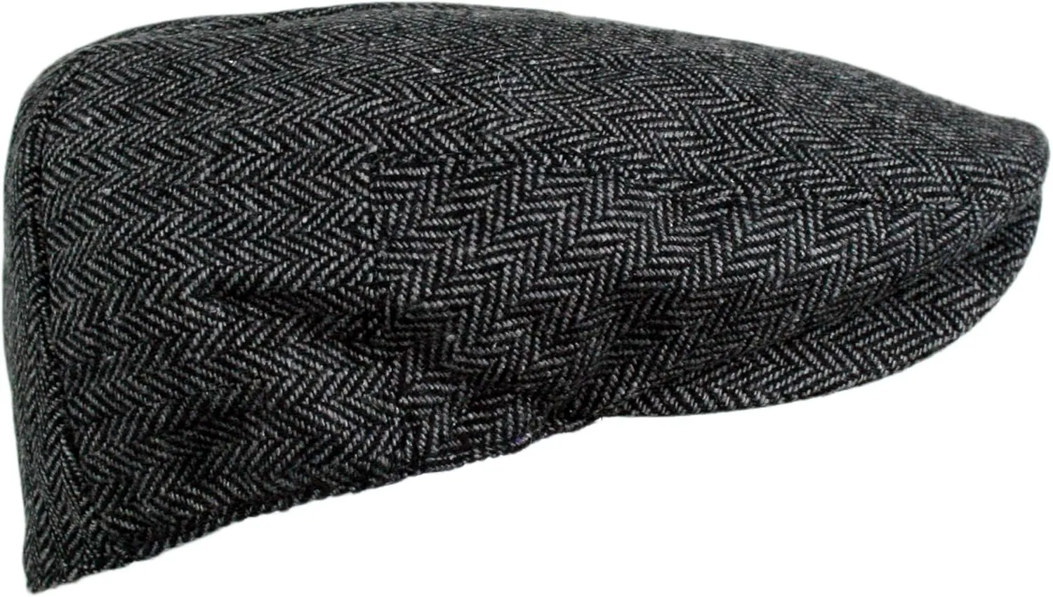 Wonderful Fashion Men's Classic Herringbone Tweed Wool Blend Newsboy Ivy Hat (Large/X-Large, Charcoal)
