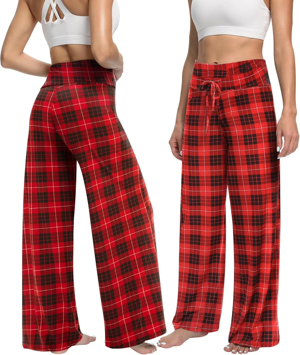 ZOOSIXX Soft Black Pajama Pants for Women, Wide Leg Comfy Casual Lounge Yoga Capri Pants 22'' / 30''