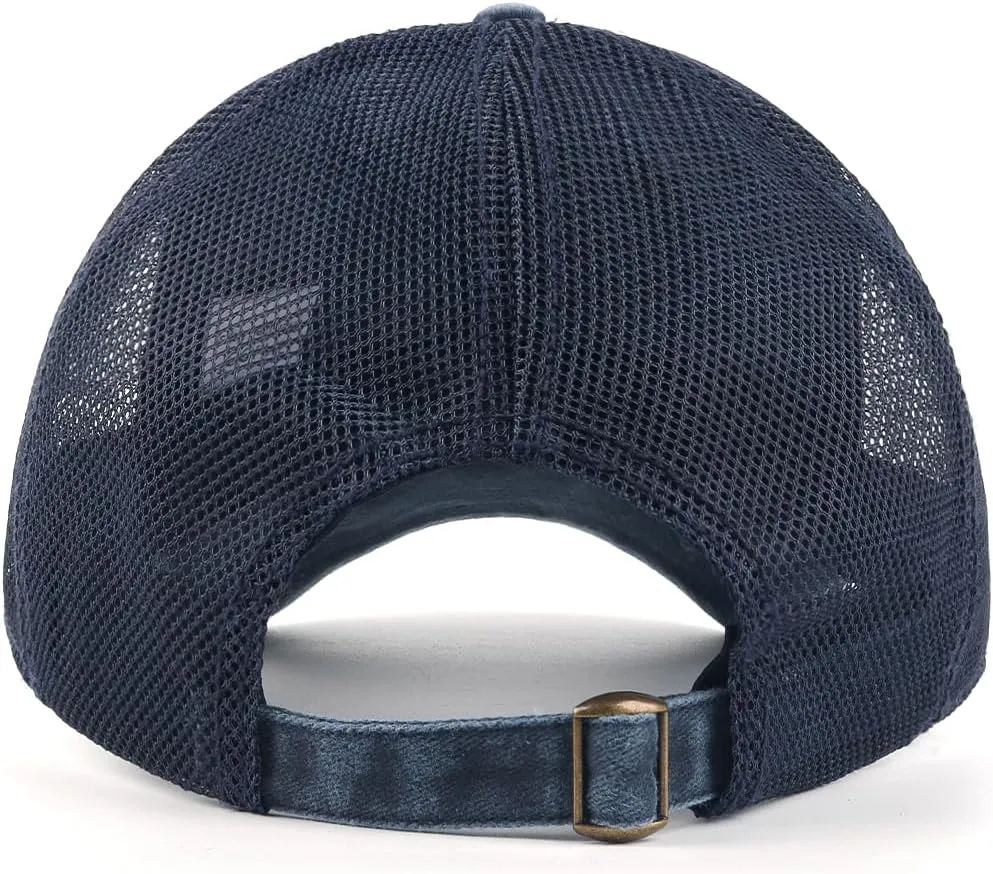 Zylioo XXL Oversize Washed Trucker Cap,Adjustable Mesh Trucker Hats,Soft Crown Running Hat for Big Heads