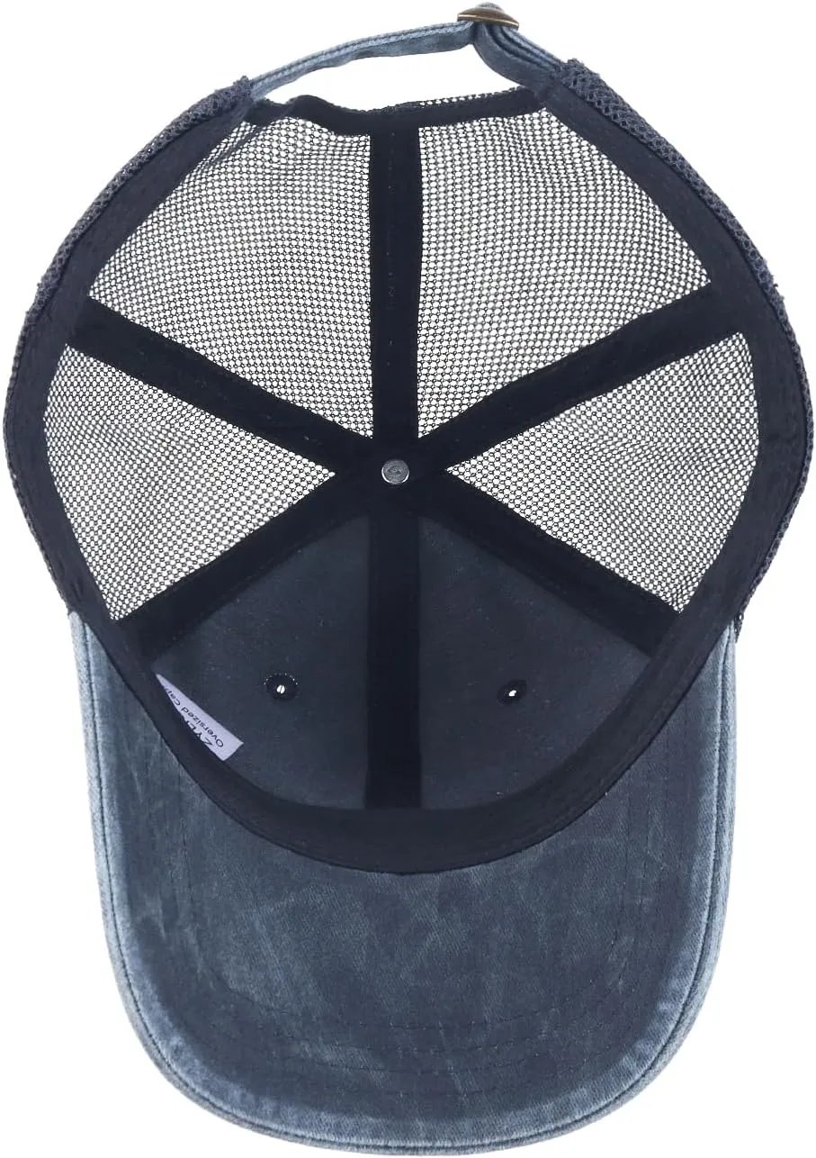 Zylioo XXL Oversize Washed Trucker Cap,Adjustable Mesh Trucker Hats,Soft Crown Running Hat for Big Heads
